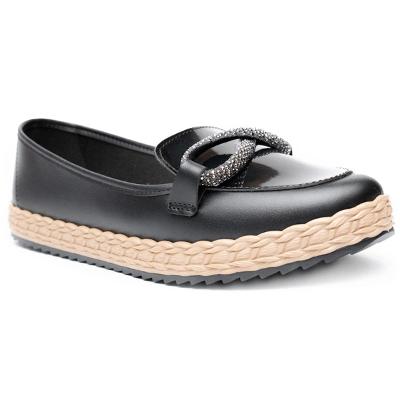 Slip On Moleca Casual Strass Feminino - Preto