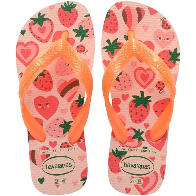 Chinelo Havaianas Kids Flores Menina - Laranja e Rosa