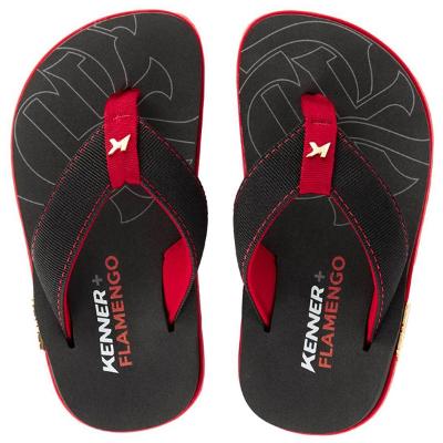 Chinelo Infantil Kenner Kivah Flamengo Kids - Preto e Vermelho