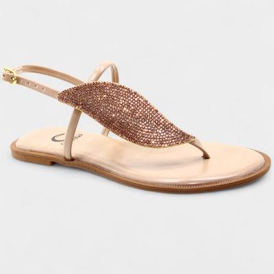 Rasteira Casteliê Strass Folha Feminina - Marfim