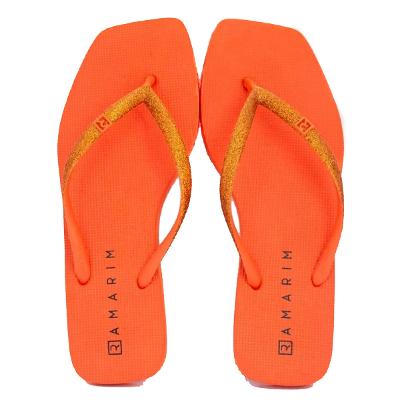 Chinelo Ramarim Glitter de Dedo Bico Quadrado - Laranja