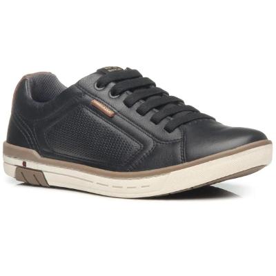 Sapatênis Couro Pegada Microperfuros Masculino - Preto