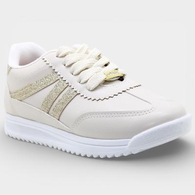 Tênis Molekinha Infantil Menina - Off White e Dourado