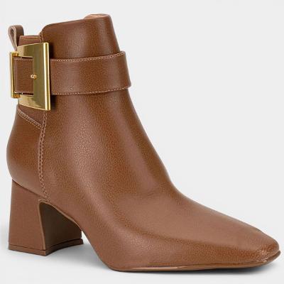 Bota Vizzano Fivela Cano Baixo Feminina - Marrom