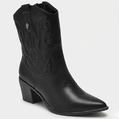 Bota Via Marte Western Cano Médio Feminina - Preto