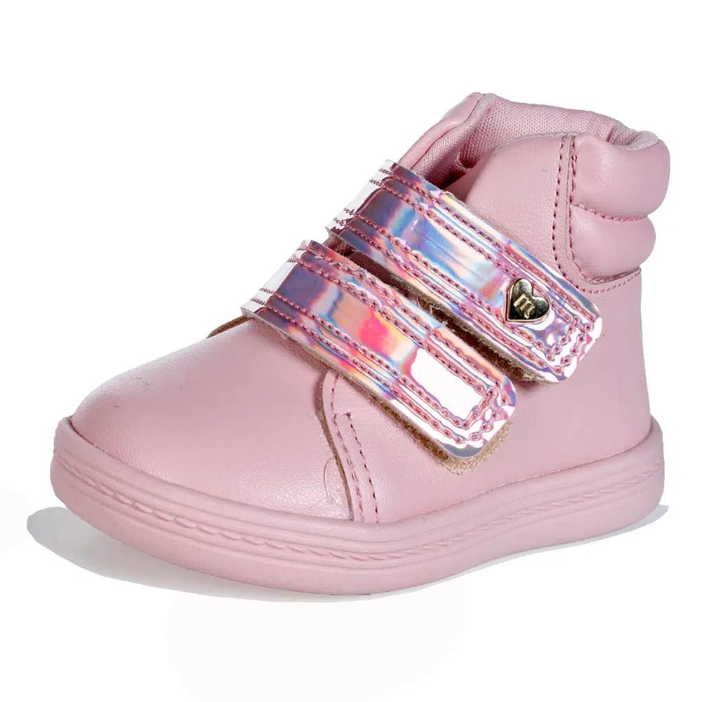 Tênis Cano Alto Infantil Molekinha Holográfico - Rosa - 1