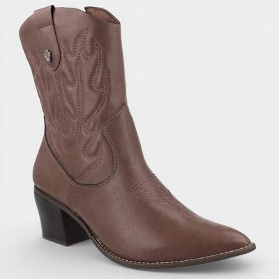 Bota Via Marte Western Cano Médio Feminina - Marrom