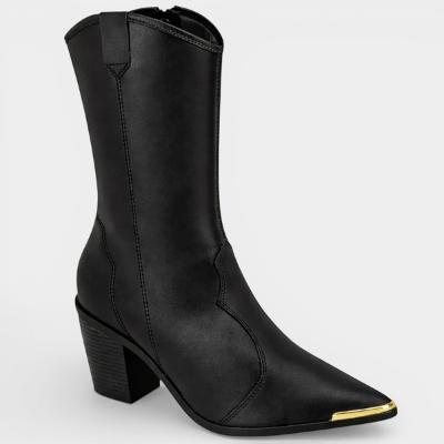 Bota Moleca Cano Médio Ana Castela Feminina - Preto
