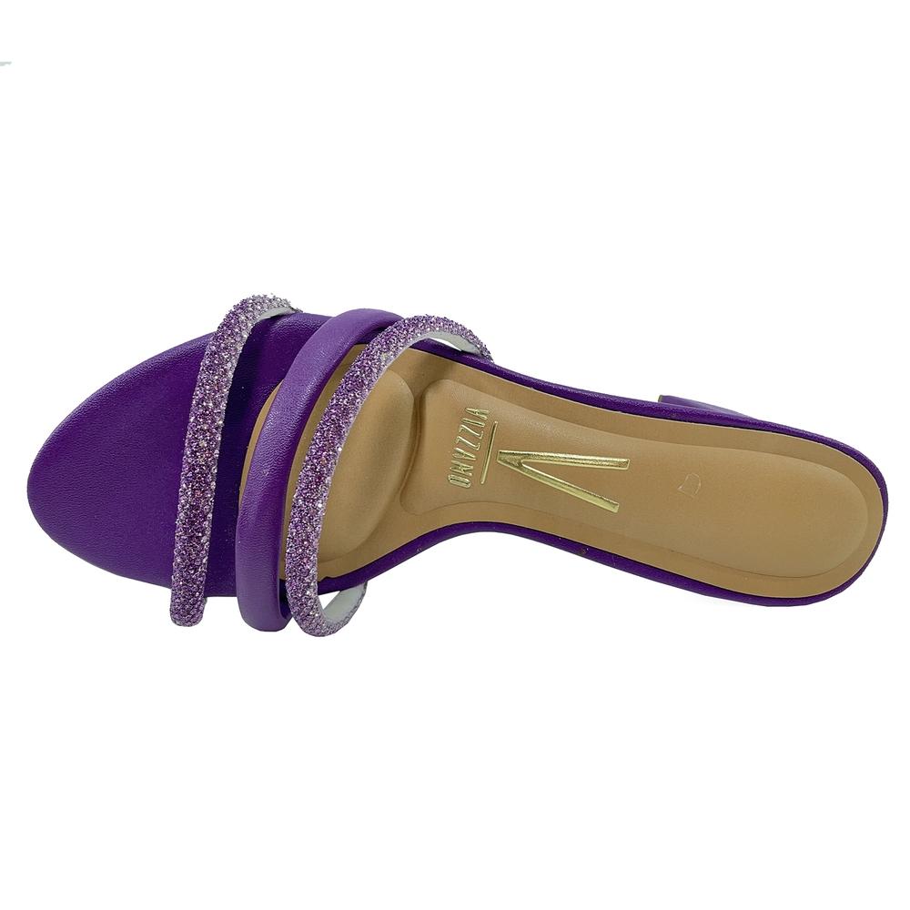 Tamanco Vizzano Strass Meia Cana Salto Bloco - Violeta - 3