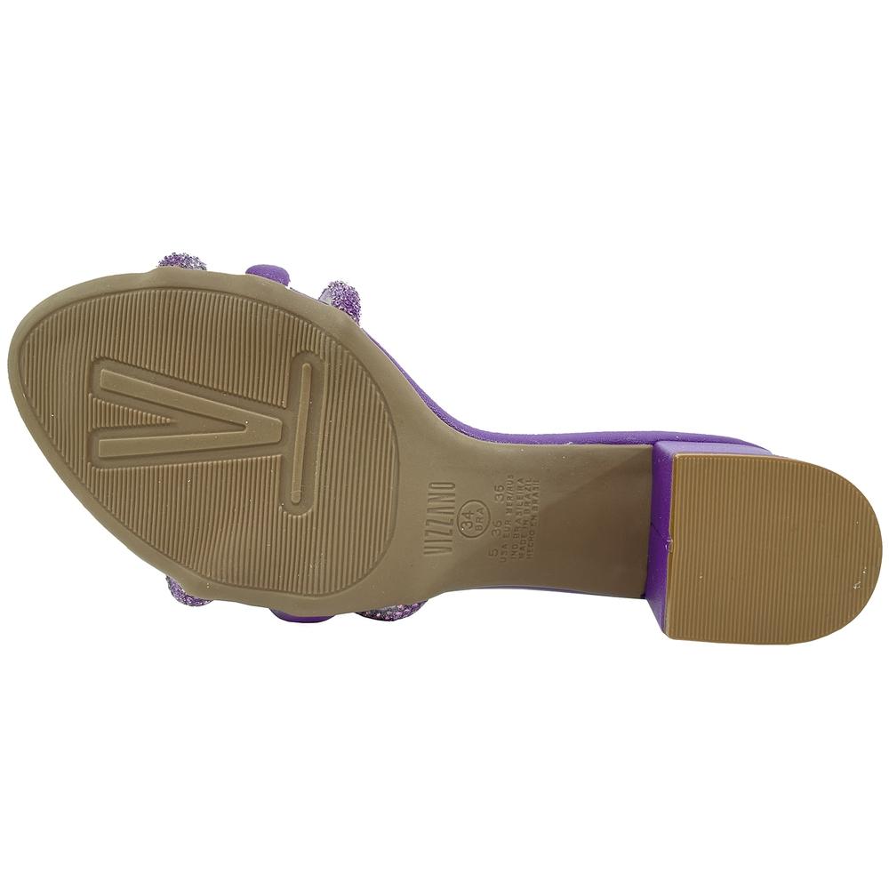 Tamanco Vizzano Strass Meia Cana Salto Bloco - Violeta - 5