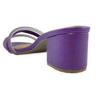 Tamanco Vizzano Strass Meia Cana Salto Bloco - Violeta