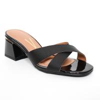 Tamanco Vizzano Tiras Cruzadas Salto Bloco Médio - Preto - 1