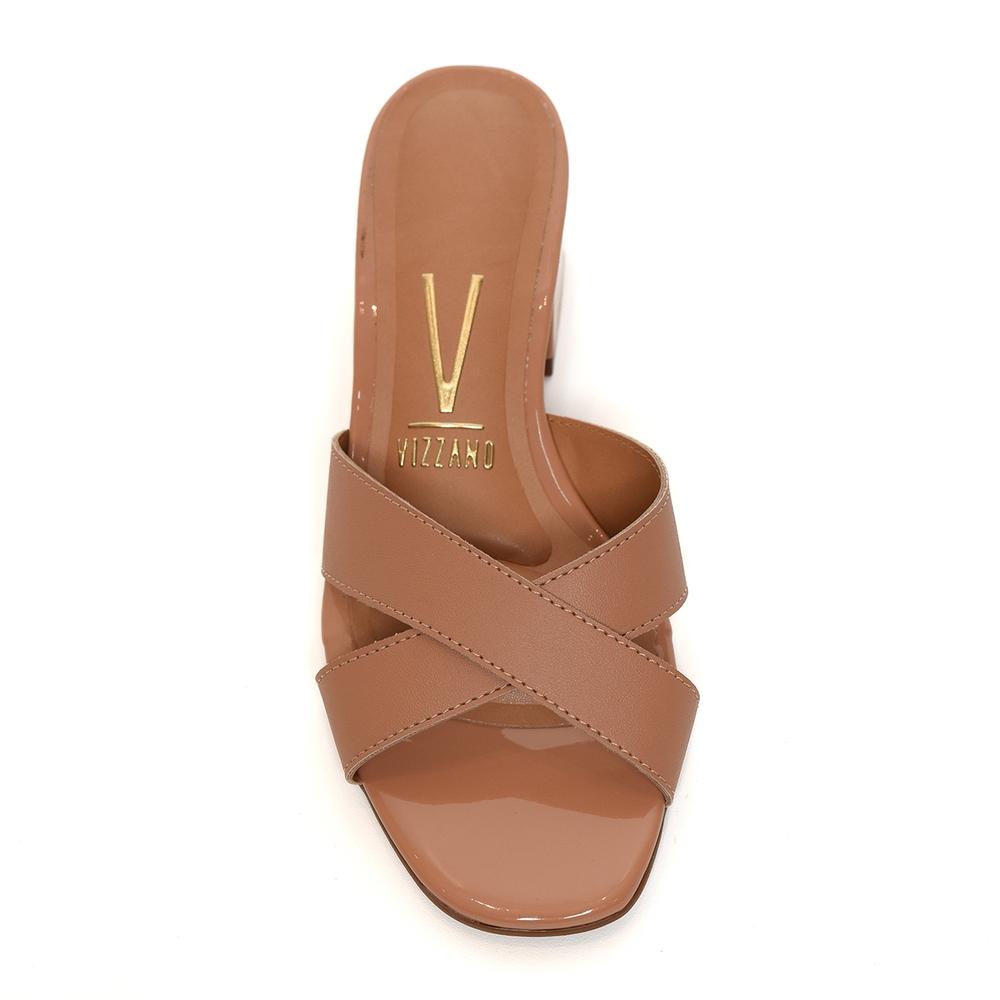 Tamanco Vizzano Tiras Cruzadas Salto Bloco Médio - Nude - 3