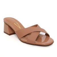 Tamanco Vizzano Tiras Cruzadas Salto Bloco Médio - Nude - 1