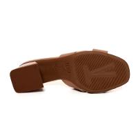 Tamanco Vizzano Tiras Cruzadas Salto Bloco Médio - Nude - 9