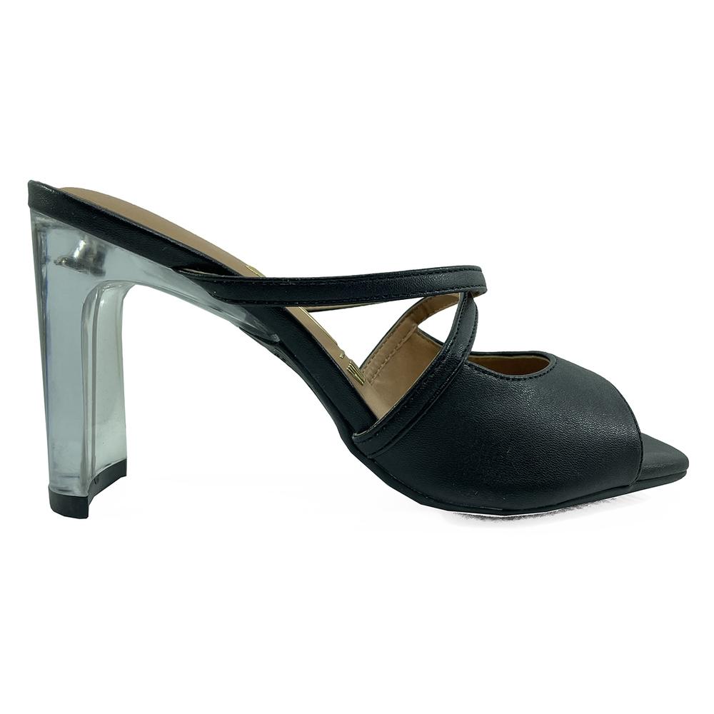 Tamanco Vizzano Salto Acrílico Pelica Tiras Feminino - Preto - 2