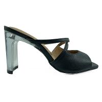 Tamanco Vizzano Salto Acrílico Pelica Tiras Feminino - Preto