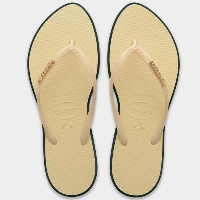 Chinelo Havaianas Slim Point Feminino - Bege e Verde