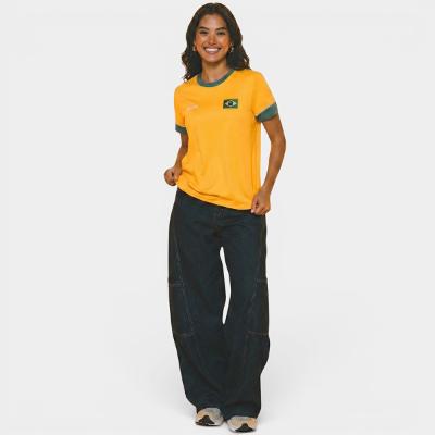 Camiseta Braziline Brasil Saga Feminina - Amarelo e Verde