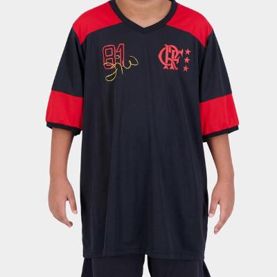 Camiseta Infantil Flamengo Retrô Zico - Preto e Vermelho