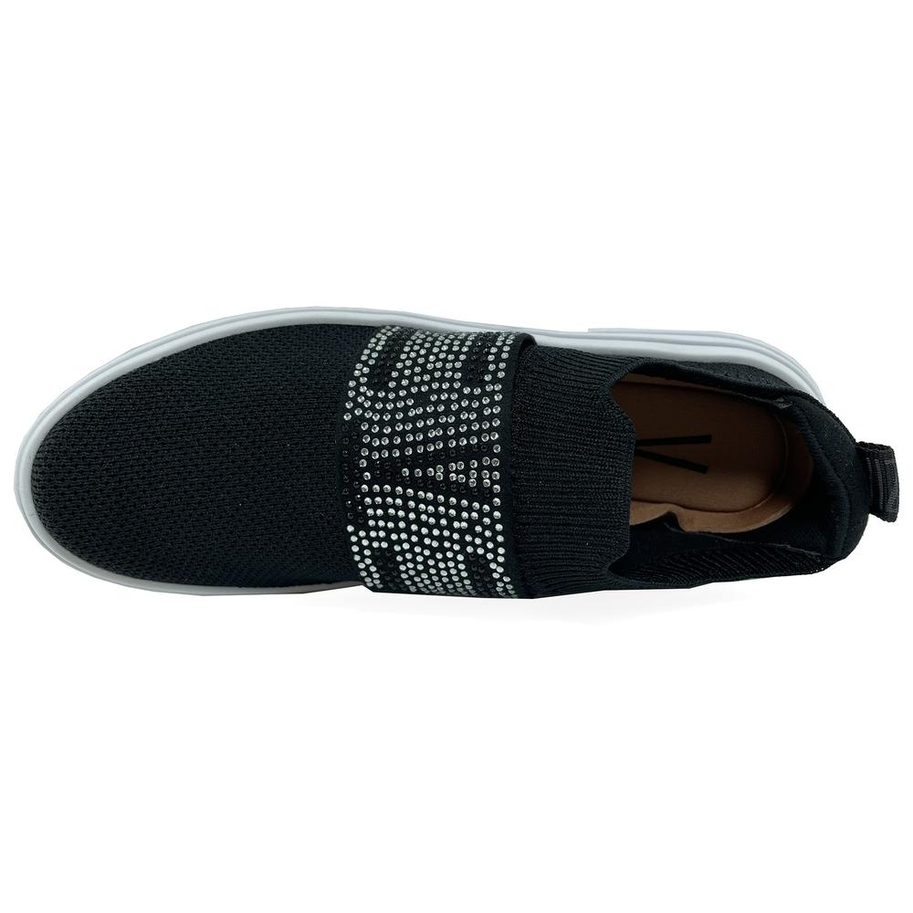 Slip On Vizzano Tecido Cristais Feminino - Preto - 3