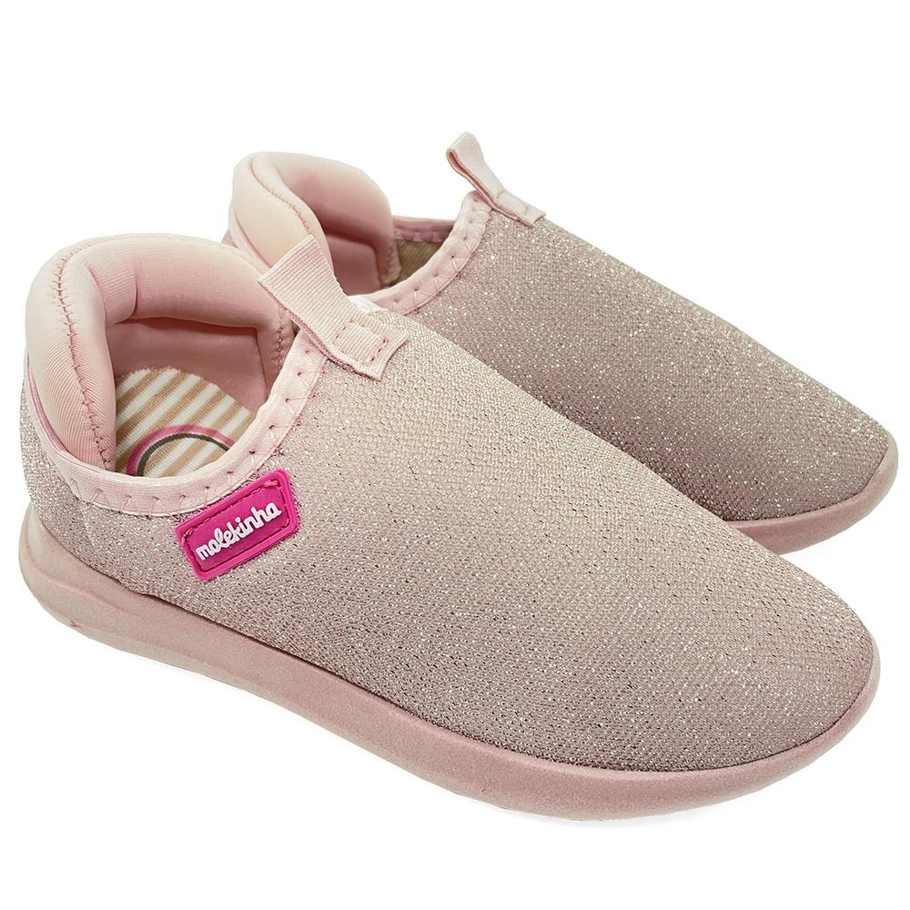 Slip On Infantil Molekinha Tecido Brilho - Rosa - 5