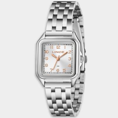 Relógio Lince Analógico Quadrado Pulseira Elos Feminino - Prata e Rose