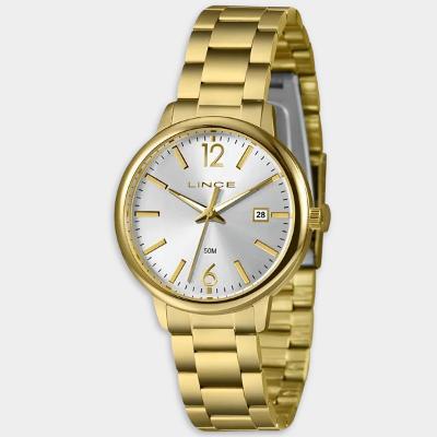 Relógio Lince Analógico Dress Pulseira Elos Feminino - Dourado e Branco