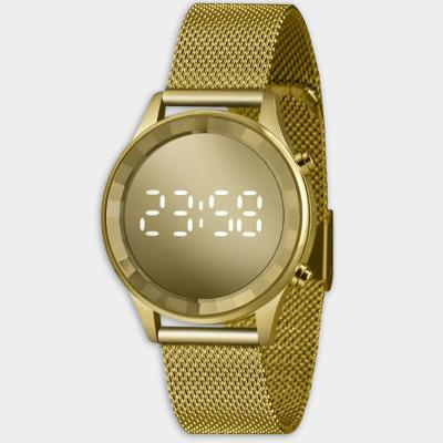 Relógio Lince Digital Led Pulseira Mesh Feminino - Dourado