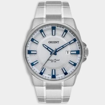 Relógio Orient Analógico Pulseira Elos Masculino - Prata e Azul