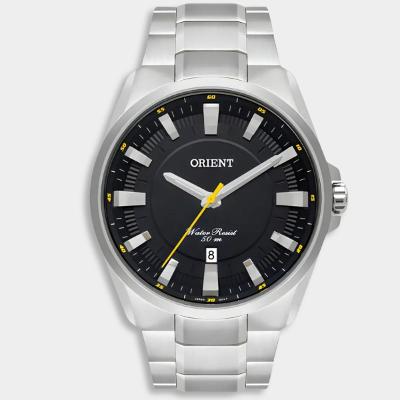 Relógio Orient Analógico Pulseira Elos Masculino - Prata e Amarelo