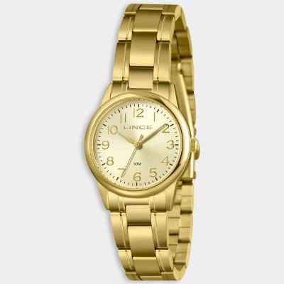 Relógio Lince Analógico Dress Gold Pulseira Elos Feminino - Dourado e Branco
