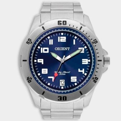Relógio Orient Analógico Pulseira Elos Masculino - Prata e Marinho