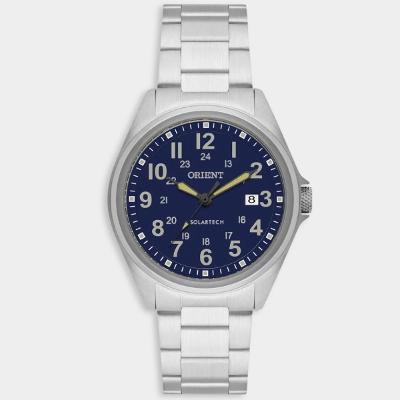 Relógio Orient Analógico Casual Solartech Pulseira Elos Masculino - Prata e Azul