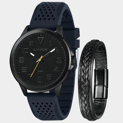 Relógio Lince Analógico 2 Pulseiras Masculino - Marinho e Preto