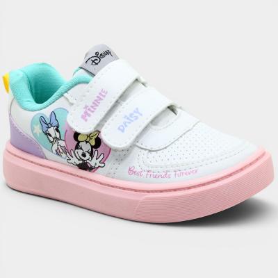 Tênis Infantil Disney Minnie Best Friends Velcro Menina - Branco e Verde Água