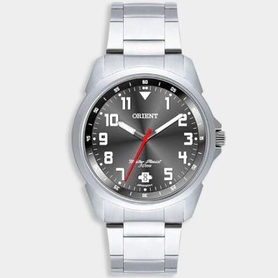Relógio Orient Analógico Pulseira Elos Masculino - Prata e Cinza Escuro