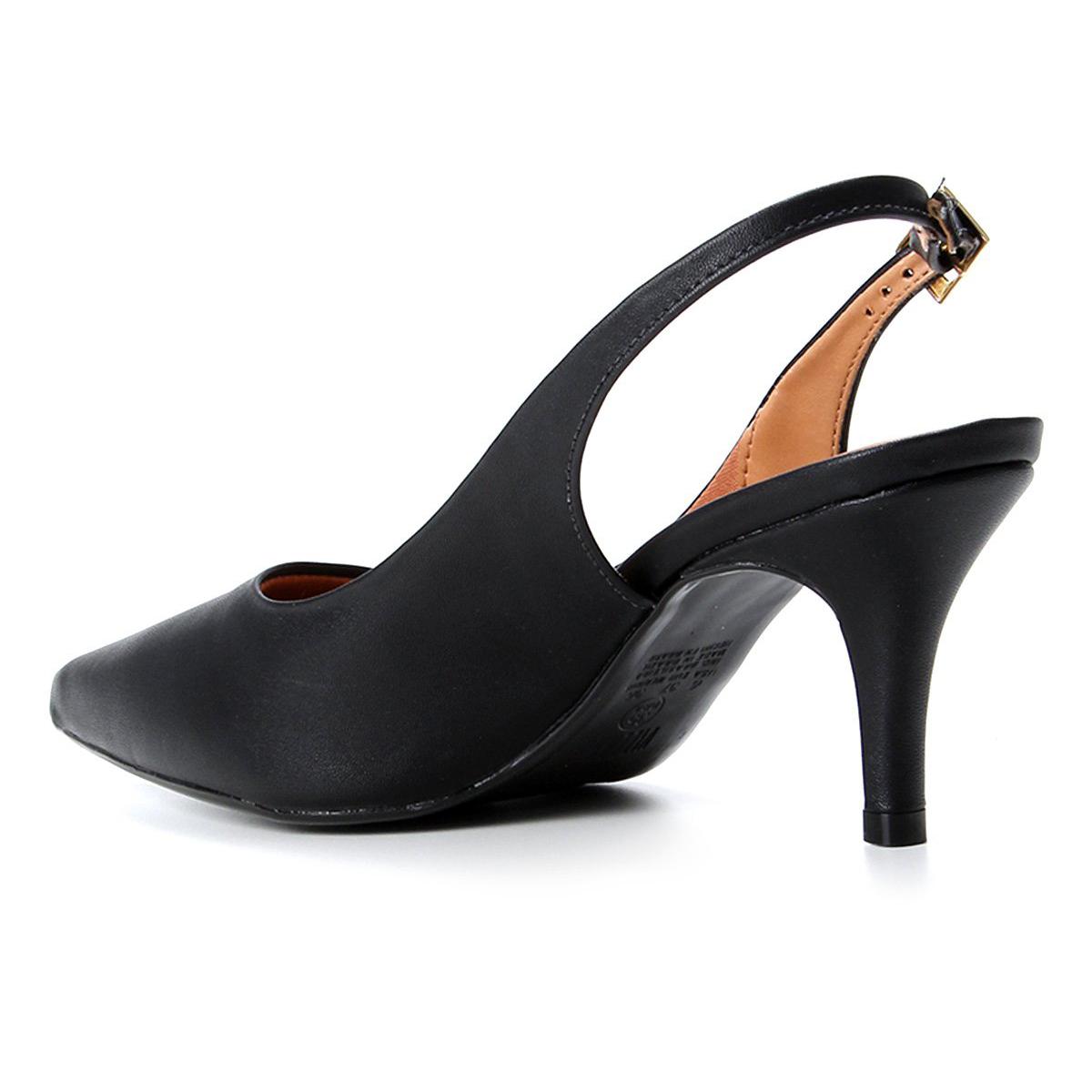 Scarpin Vizzano Slingback Salto Fino Médio - Preto - 1