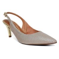 Scarpin Vizzano Slingback Gliter Salto Fino Médio - Dourado - 1