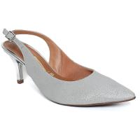 Scarpin Vizzano Slingback Gliter Salto Fino Médio - Prata - 1