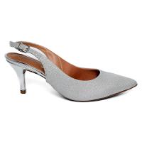 Scarpin Vizzano Slingback Gliter Salto Fino Médio - Prata - 2