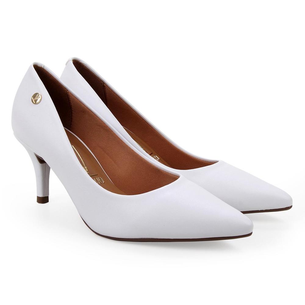 Scarpin Vizzano Salto Médio Bico Fino Feminino - Branco - 1