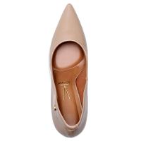 Scarpin Vizzano Salto Alto Bico Fino Verniz - Bege - 7