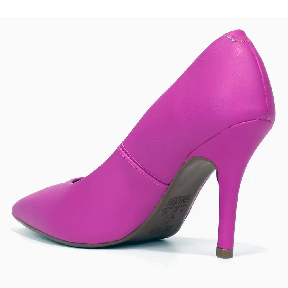 Scarpin Vizzano Salto Alto Bico Fino - Roxo - 4
