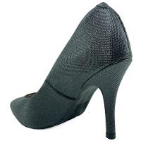 Scarpin Vizzano Napa Gliter Salto Alto Bico Fino - Preto - 1