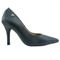 Scarpin Vizzano Napa Gliter Salto Alto Bico Fino - Preto - 3