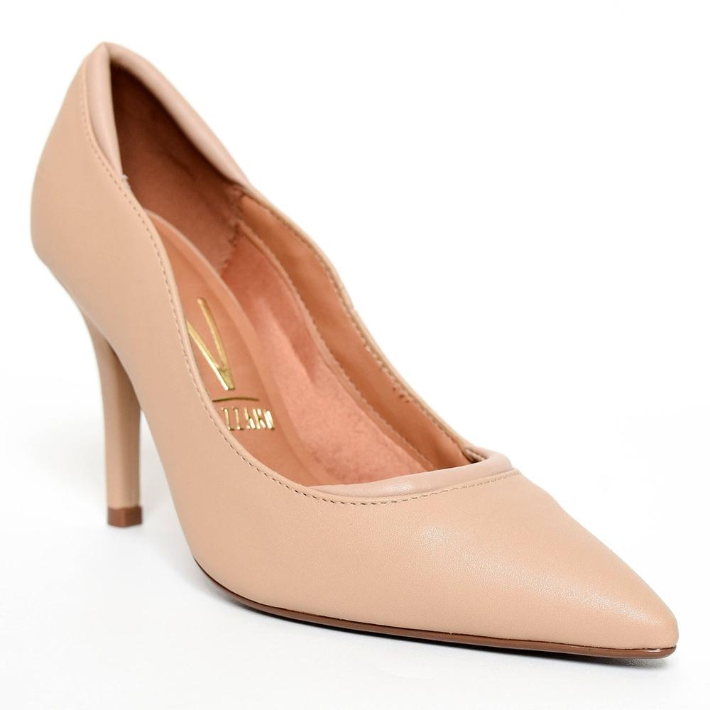 Scarpin Vizzano Ondulado Fosco Salto Alto - Bege - 1