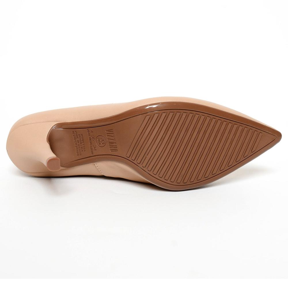 Scarpin Vizzano Ondulado Fosco Salto Alto - Bege - 5