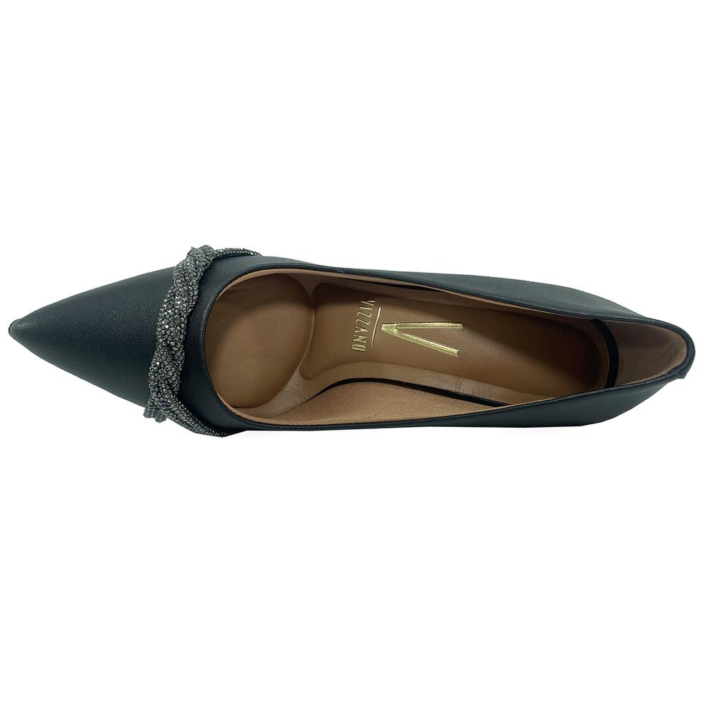 Scarpin Vizzano Enfeite Tira Strass Salto Médio - Preto - 3