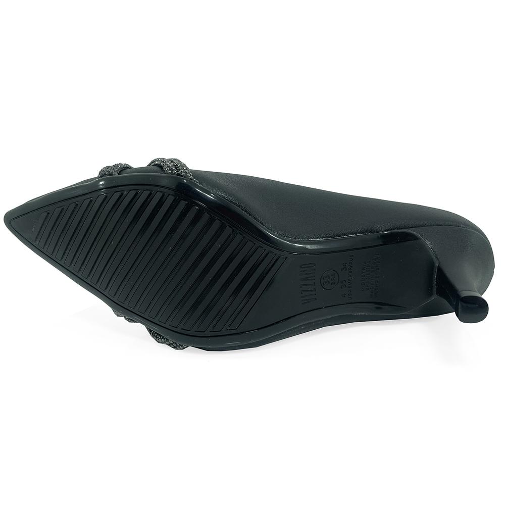 Scarpin Vizzano Enfeite Tira Strass Salto Médio - Preto - 5